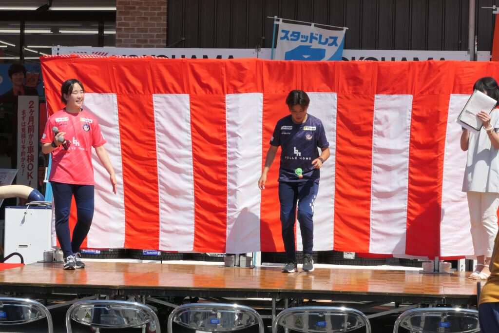 会場を盛り上げた岡山湯郷ベルの選手のパフォーマンス