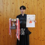 県予選で優勝しインターハイ出場権を獲得した津山高の江川さん＝岡山県津山市で
