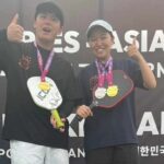 韓国での国際大会で優勝した高橋さん、山戸さんペア