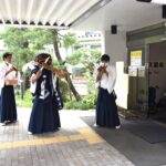 津山市内を巡っている伊勢大神楽の一行＝岡山県津山市田町で