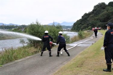津山市消防団中央方面隊　防火訓練を実施