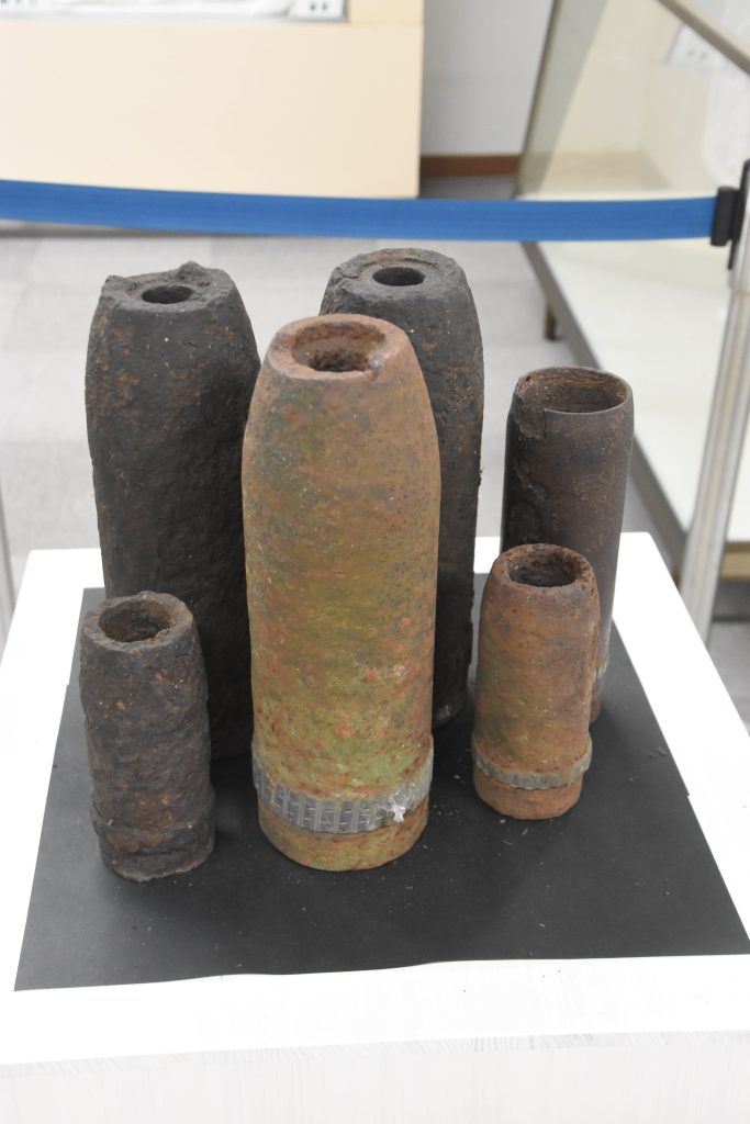 ３演習場で使用された砲弾片（信管・火薬はなく安全なもの）