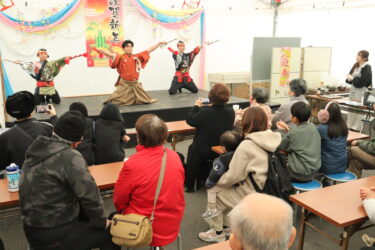 会場を沸かせた舞踊集団宮坂流のパフォーマンス=岡山県津山市で