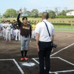 選手宣誓する津山消防署の森田選手=岡山県津山市で