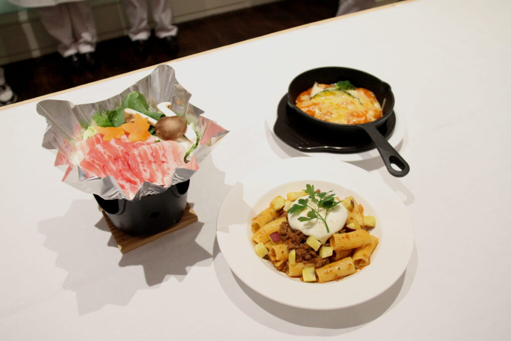 津山東高校の生徒が考案した和食、洋食、中華のメインメニュー