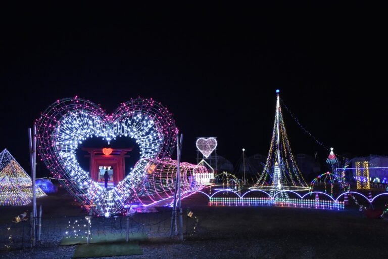 全長約70メートルのハート型回廊=岡山県真庭市で
