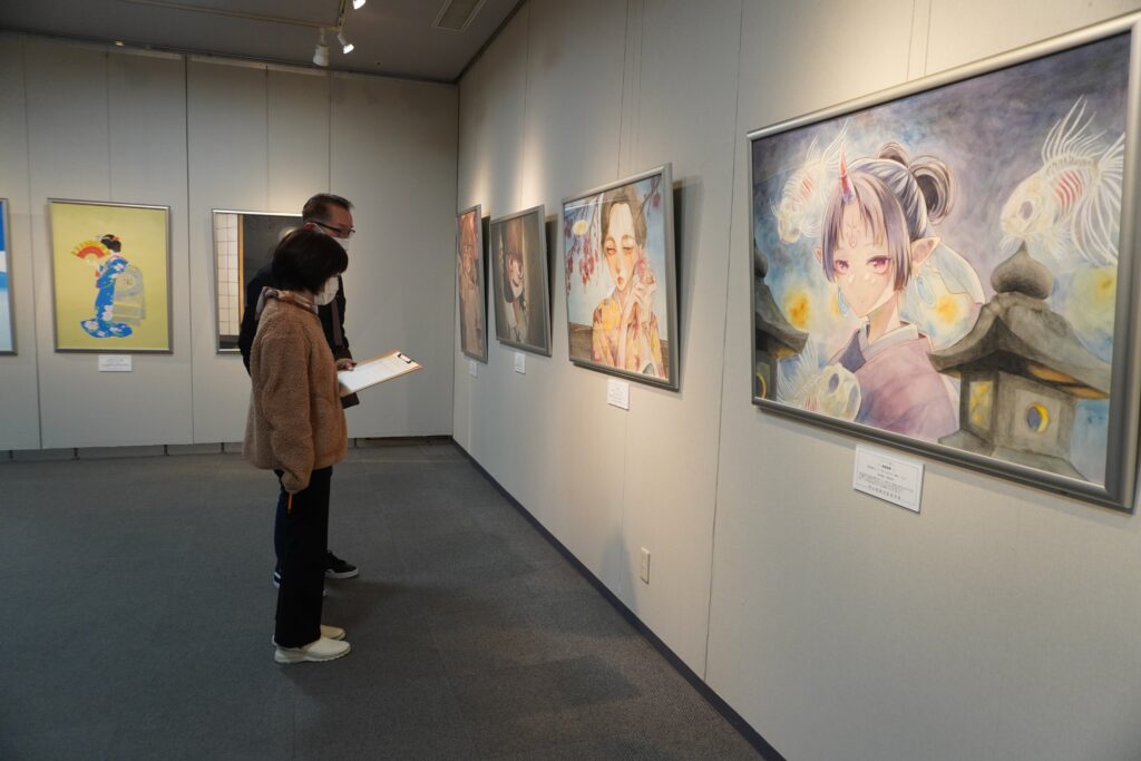 繊細なタッチで描かれている絵画作品