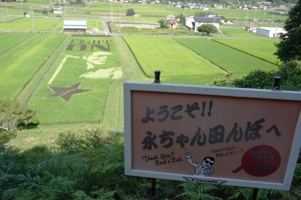 愛好家やドライバーを楽しませる永ちゃん田んぼ