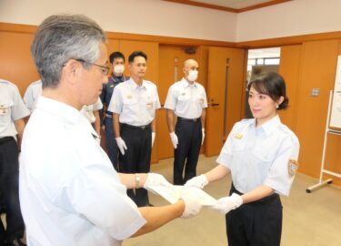 気象キャスターが一日消防長　中島望さん　研修会の講師も務める／岡山・津山市　