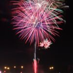 夜空を彩る大迫力の花火=岡山県津山市で