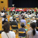 会場いっぱいに元気なサウンドを響かせた津山東中学校吹奏楽部