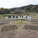 星型やひし形などの模様が目を引く生徒たち考案の花壇