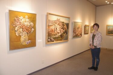 美しい風景画や抽象画に見入る　元教師「福田成美さん遺作展」　22日まで／岡山・津山市