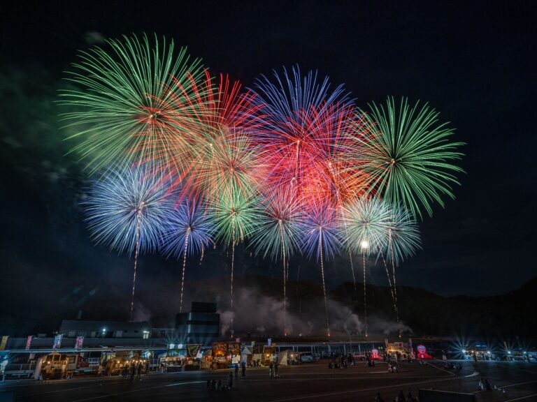 昨年の花火大会の様子=岡山県美作市で