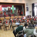 かわいらしい作陽保育園児たちの和太鼓演奏=岡山県津山市で