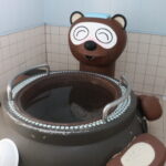 タヌキをモチーフにした浴槽