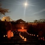 津山城と仲秋の月
