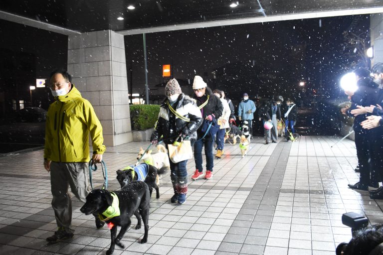 地域の巡回に出発するわんパト隊