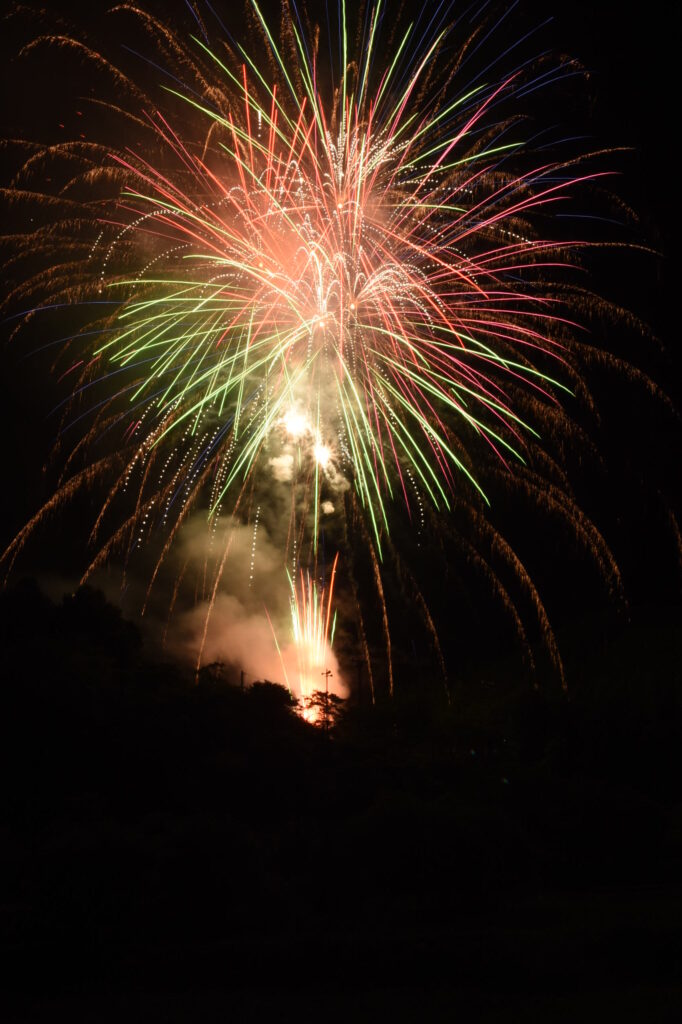 夏の里山の夜空を彩った約1500発の花火