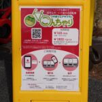 ３月から運用スタートしたシェアサイクル「ごんちゃり」の看板