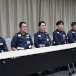 被災地から帰還し、現地の状況を報告する津山中央病院DMATメンバー＝岡山県津山市で