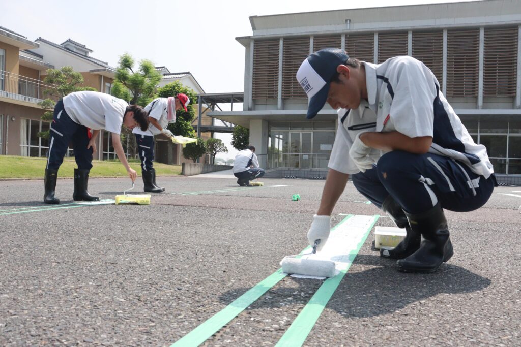 大詰めを迎えたインターハイ前の駐車場整備