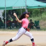 津山中央フェニックスでプレーする、髪を伸ばしていた時の優君（母・律子さん提供）
