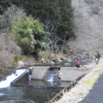 渓流釣りを楽しむ人たち