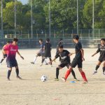 美作総体で初優勝し、県総体に向けて練習に励む美作高校サッカー部