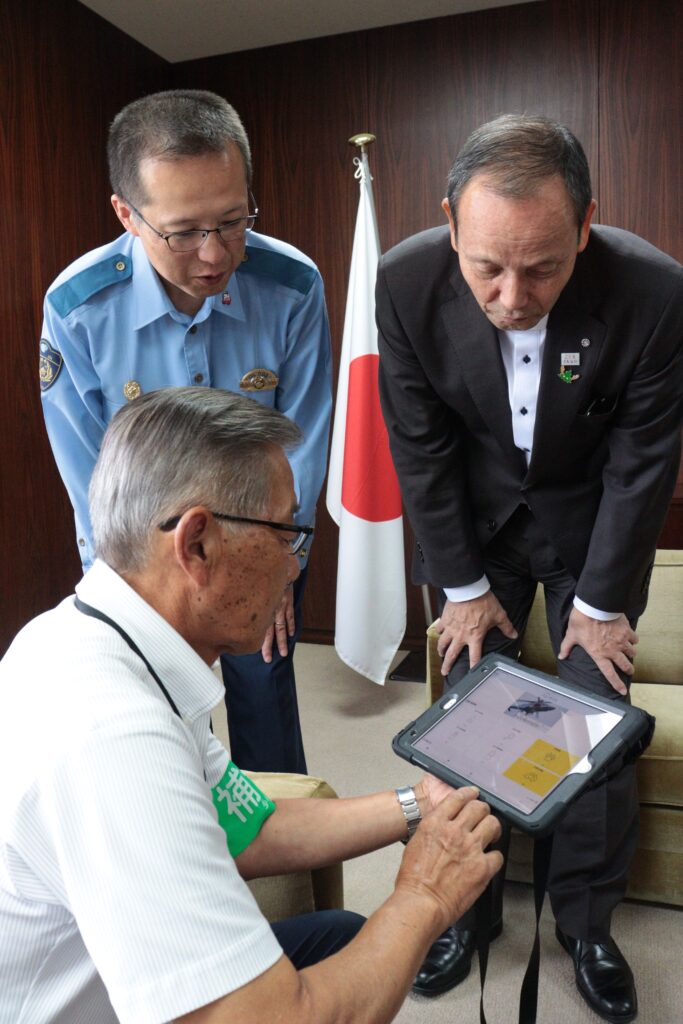 奈義町の防災用タブレットに導入された「ハレノポリス」